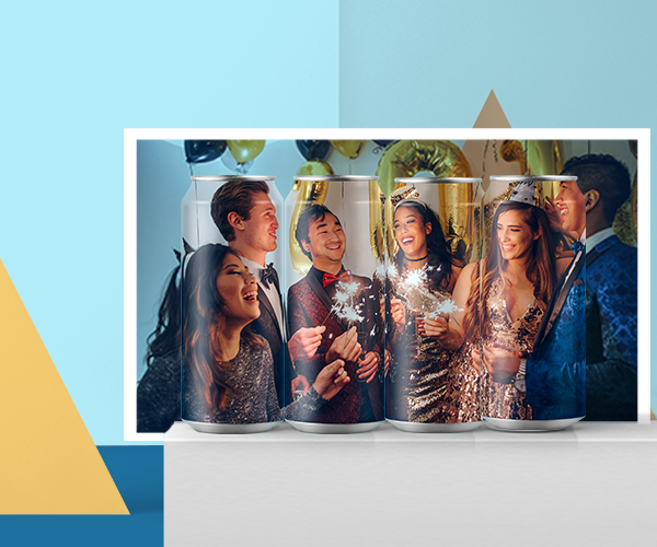 Picture perfect. Digitally printed party beer cans